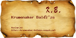 Krumenaker Balázs névjegykártya